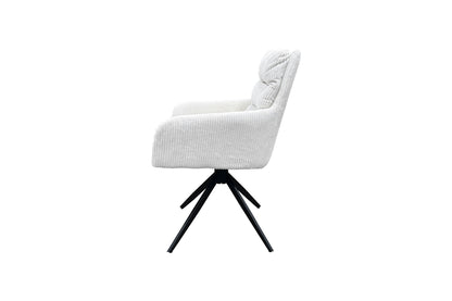 Esszimmerstuhl 2er Set PURA / Grob-Cord dunkelgrau oder off-white / Gestell Metall schwarz matt / Sitzschale 360° drehbar / B 58, H 74, T 60 cm