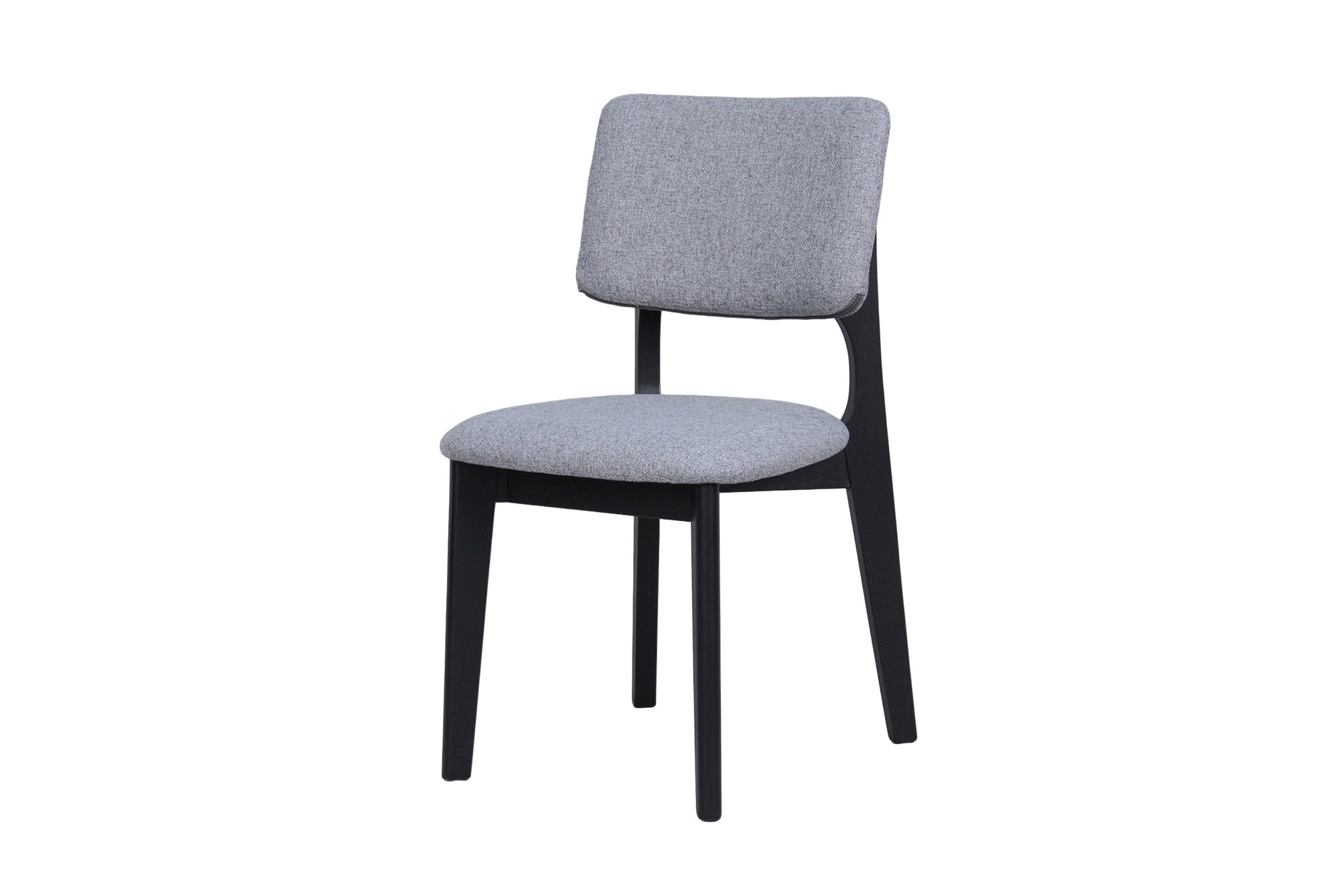Esszimmerstuhl 2er Set ELSA / Webstoff beige oder grau / Gestell Massivholz schwarz / B 48, H 87, T 54 cm