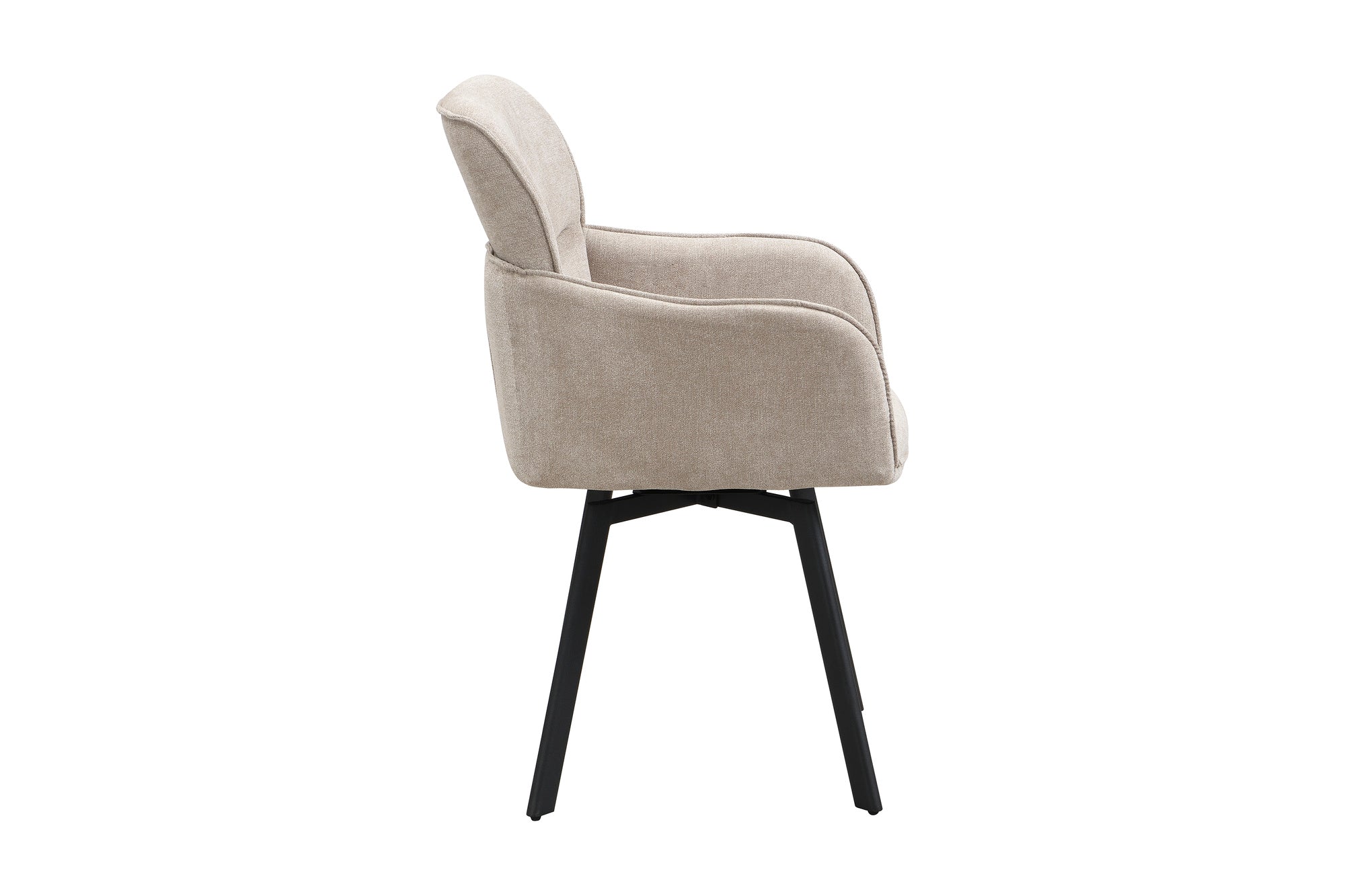 Stuhl 2-er Set RICO / Webstoffbezug in dunkelgrau oder taupe, Gestell in schwarz / 360° drehbar / Esszimmerstuhl / Küchenstuhl / B 61 x H 90 x T 63 cm