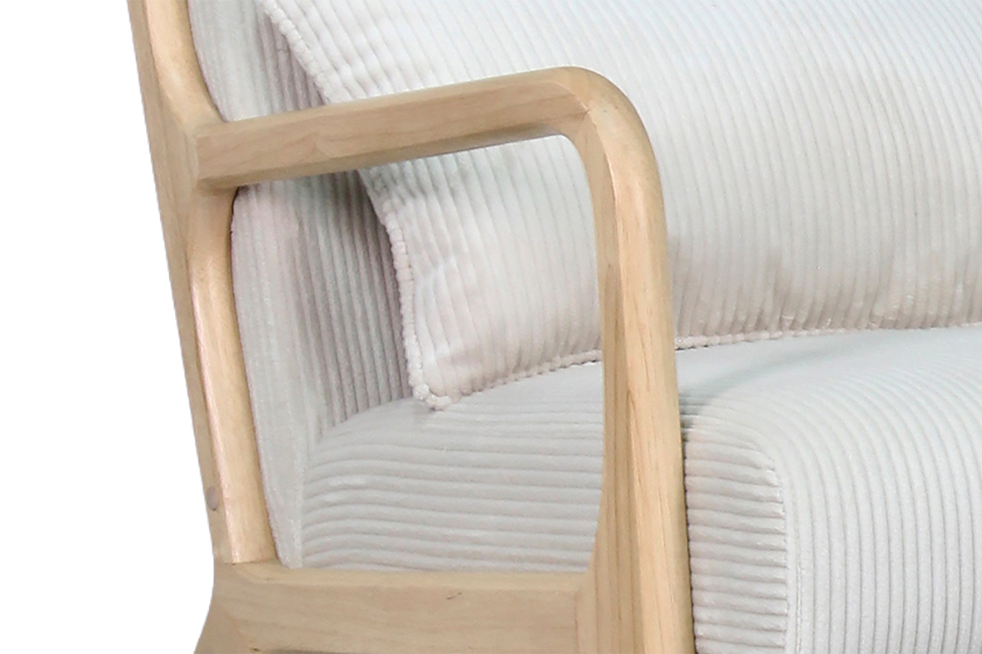 Sessel NOHR / Grob-Cord off-white oder grau / Gestell und Armlehnen Massivholz natur / B 65,5, H 78, T 84 cm