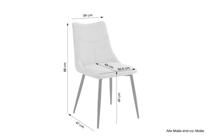 Esszimmerstuhl 2er Set CARLO / Webstoff taupe oder anthrazit / Gestell Metall schwarz / B 59, H 88, T 47 cm