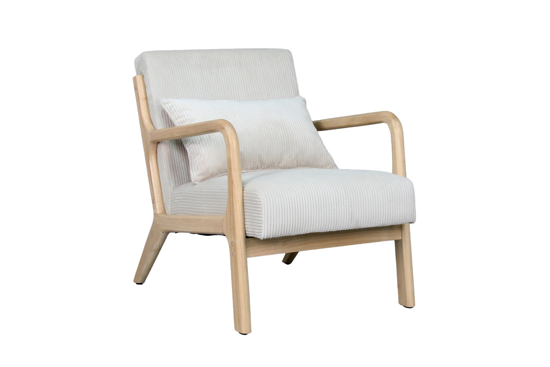 byLIVING Sessel NOHR / Grob-Cord off-white oder grau / Gestell und Armlehnen Massivholz natur / B 65,5, H 78, T 84 cm