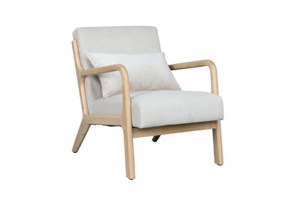 byLIVING Sessel NOHR / Grob-Cord off-white oder grau / Gestell und Armlehnen Massivholz natur / B 65,5, H 78, T 84 cm