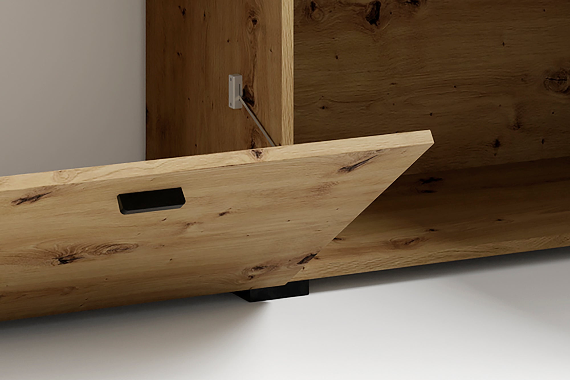 byLIVING Sideboard FRAME / Artisan Eiche (Eiche-Optik) / Fach mit Metallrahmen und Glasablage, verstellbare Böden / Anrichte / Kommode / Maße: B 200, H 75,5, T 37,5 cm