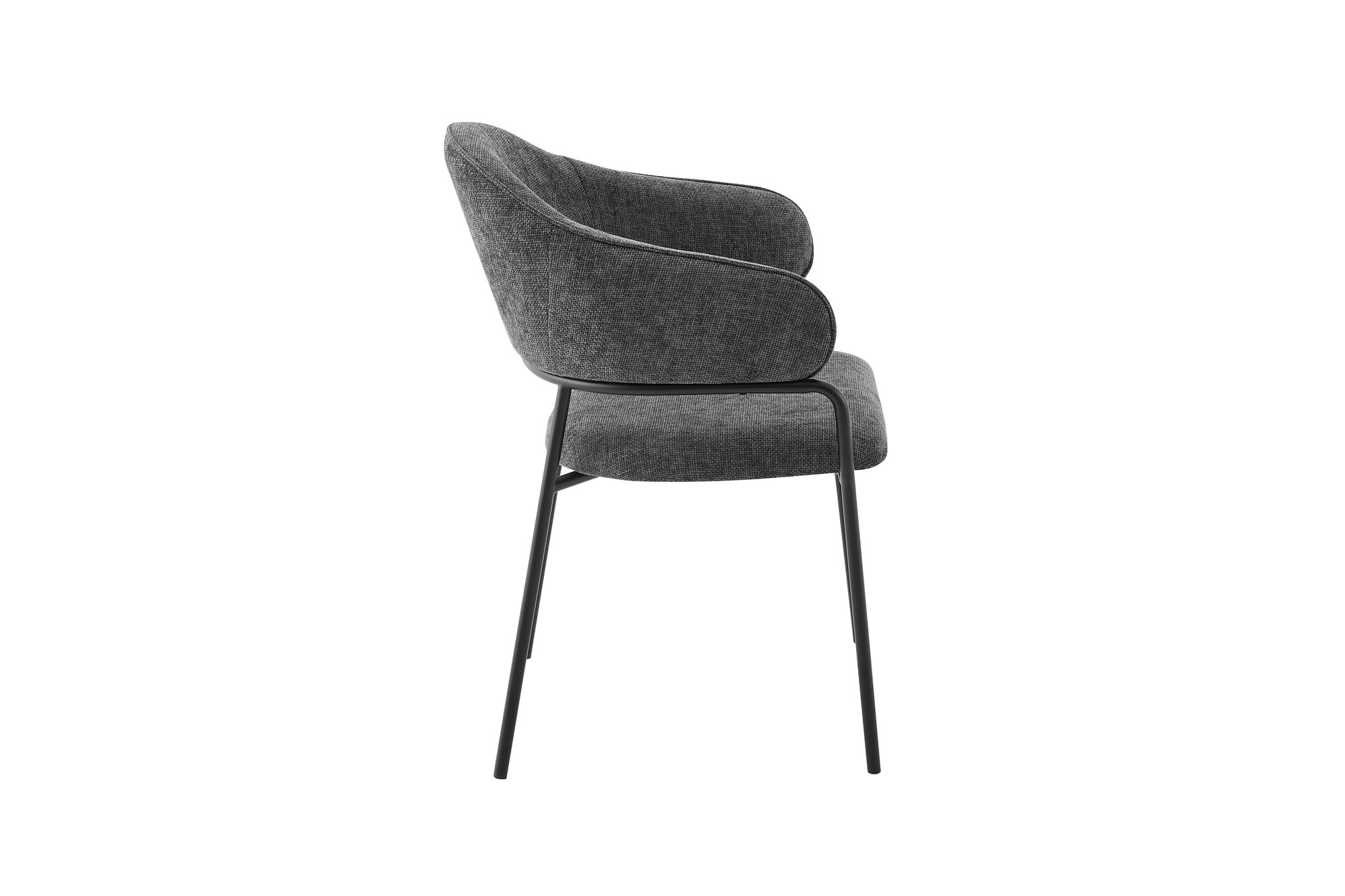 Stuhl 2-er Set CURVE / Webstoffbezug in dunkelgrau, dunkelgrün oder taupe, Gestell in schwarz / Esszimmerstuhl / Küchenstuhl / Maße: B 60 x H 86 x T 58 cm