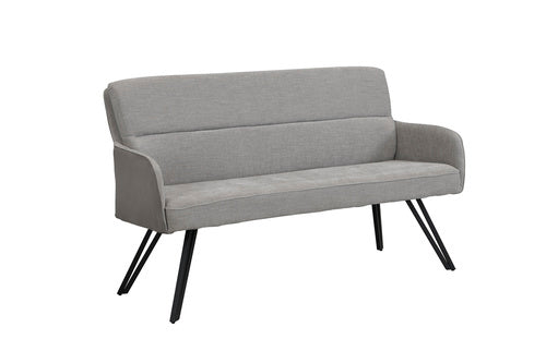 Bank TINO / Webstoff und Mikrofaser Bezug schwarz oder hellgrau / Gestell in schwarz / Aufgedoppelter Rücken / Küchenbank, Sitzbank, Esszimmerbank / B 140 x H 94 x T 67 cm oder B 160 x H 94 x T 67 cm