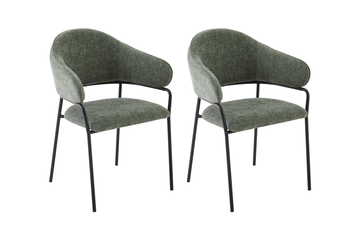 byLIVING Stuhl 2-er Set CURVE / Webstoffbezug in dunkelgrau, dunkelgrün oder taupe, Gestell in schwarz / Esszimmerstuhl / Küchenstuhl / Maße: B 60 x H 86 x T 58 cm