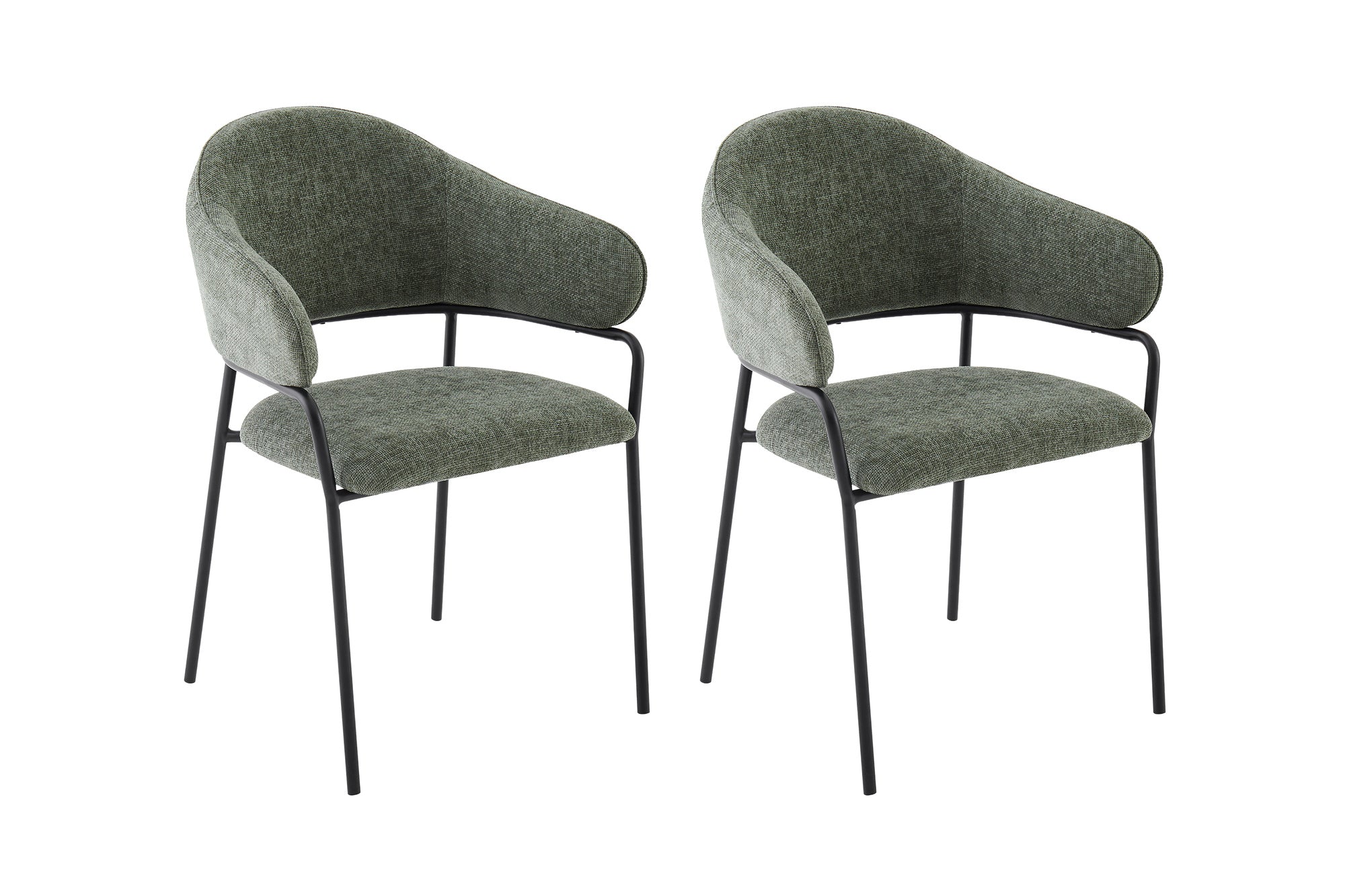 byLIVING Stuhl 2-er Set CURVE / Webstoffbezug in dunkelgrau, dunkelgrün oder taupe, Gestell in schwarz / Esszimmerstuhl / Küchenstuhl / Maße: B 60 x H 86 x T 58 cm