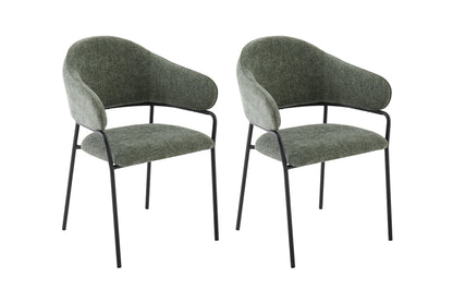 byLIVING Stuhl 2-er Set CURVE / Webstoffbezug in dunkelgrau, dunkelgrün oder taupe, Gestell in schwarz / Esszimmerstuhl / Küchenstuhl / Maße: B 60 x H 86 x T 58 cm