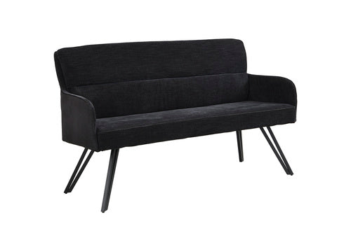 byLIVING Bank TINO / Webstoff und Mikrofaser Bezug schwarz oder hellgrau / Gestell in schwarz / Aufgedoppelter Rücken / Küchenbank, Sitzbank, Esszimmerbank / B 140 x H 94 x T 67 cm oder B 160 x H 94 x T 67 cm