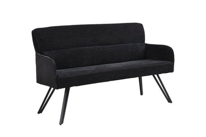 byLIVING Bank TINO / Webstoff und Mikrofaser Bezug schwarz oder hellgrau / Gestell in schwarz / Aufgedoppelter Rücken / Küchenbank, Sitzbank, Esszimmerbank / B 140 x H 94 x T 67 cm oder B 160 x H 94 x T 67 cm