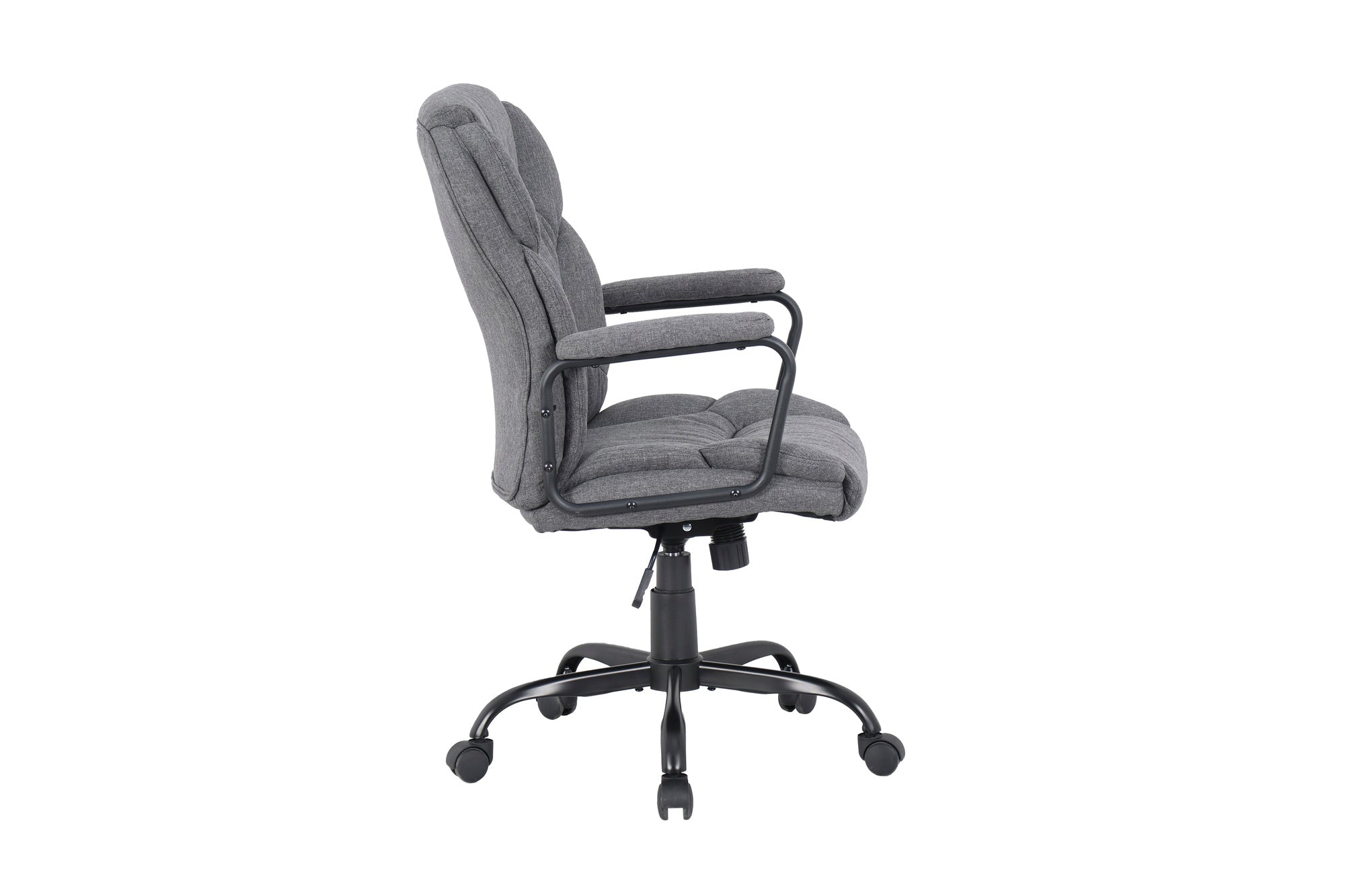 Chefsessel STING/ Gaming-Chair/ Metall schwarz pulverbeschichtet/ Webstoff grau/ Armlehnen gepolstert/ Wippmechanik/ Sicherheitsdoppelrollen / B 57, H 99-109, T 67 cm