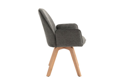 byLIVING Esszimmerstuhl 2er Set TONY / Webstoff hellgrau oder anthrazit / Gestell Buche natur in Eiche-Optik / Sitzschale 360° drehbar / Küchenstuhl / Wohnzimmerstuhl / B 57, H 89, T 61 cm
