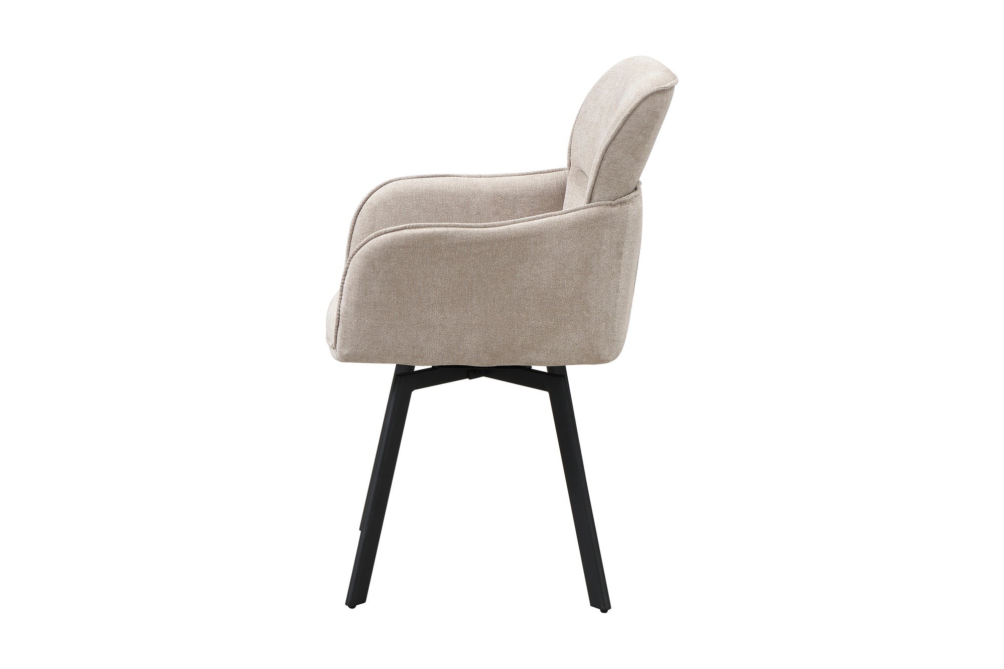 Stuhl 2-er Set RICO / Webstoffbezug in dunkelgrau oder taupe, Gestell in schwarz / 360° drehbar / Esszimmerstuhl / Küchenstuhl / B 61 x H 90 x T 63 cm
