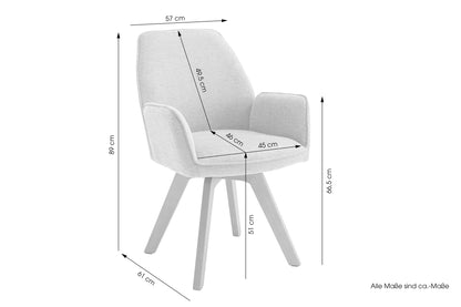 byLIVING Esszimmerstuhl 2er Set TONY / Webstoff hellgrau oder anthrazit / Gestell Buche natur in Eiche-Optik / Sitzschale 360° drehbar / Küchenstuhl / Wohnzimmerstuhl / B 57, H 89, T 61 cm