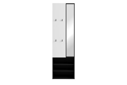 byLIVING Kompaktgarderobe ANDORRA / Artisan Eiche (Eiche-Optik) oder weiß mit schwarz / Spiegel, Kleiderstange und Schuhfächer / Garderobenschrank / Flurgarderobe / Maße: B 55, H 187,5, T 40,5 cm
