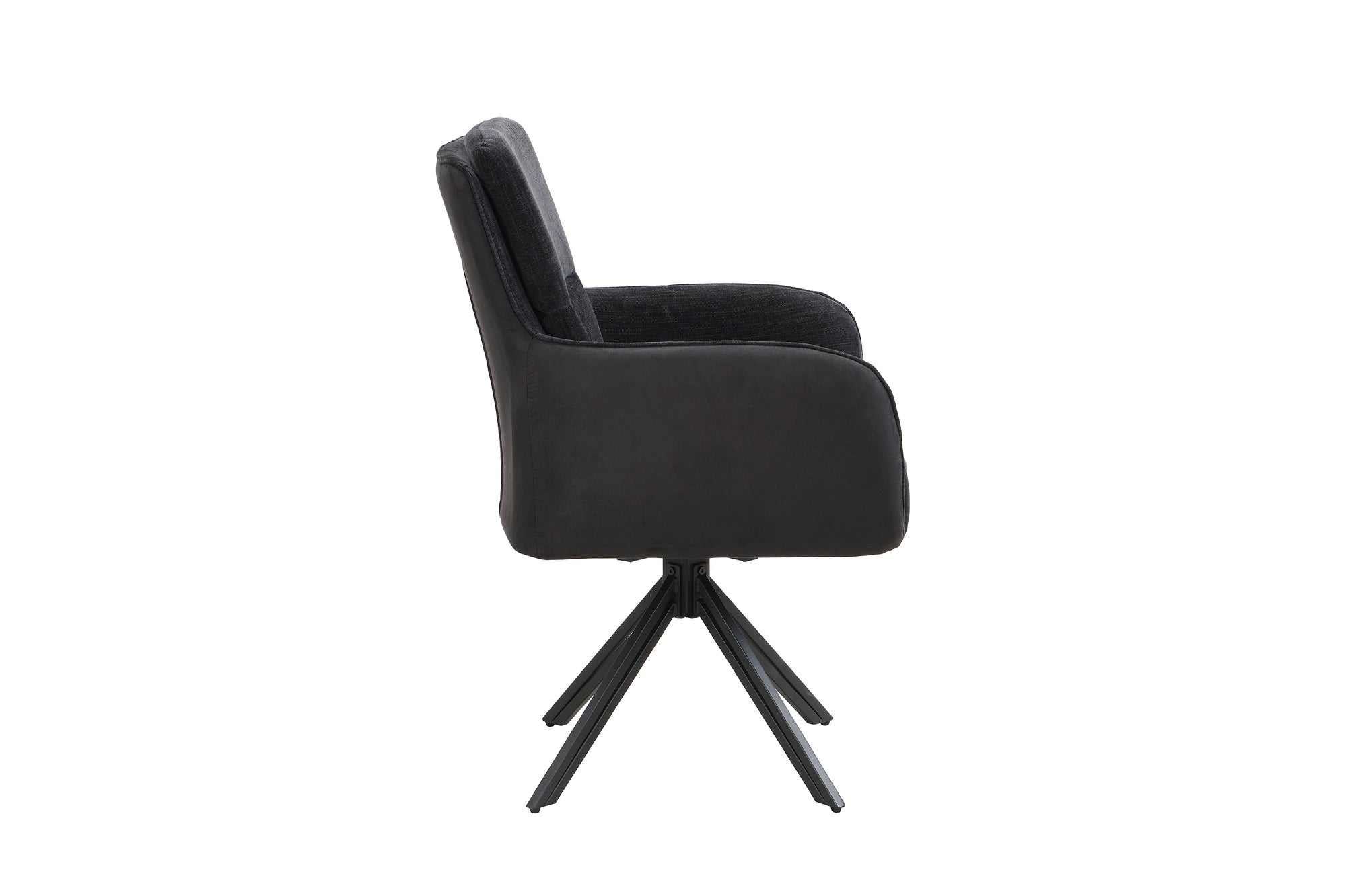 Stuhl 2-er Set TINO / Bezug Webstoff-Mikrofaser in schwarz oder hellgrau, Gestell in schwarz / 360° drehbar / Esszimmerstuhl / Küchenstuhl / B 62 x H 94 x T 70 cm