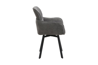 byLIVING Stuhl 2-er Set RICO / Webstoffbezug in dunkelgrau oder taupe, Gestell in schwarz / 360° drehbar / Esszimmerstuhl / Küchenstuhl / B 61 x H 90 x T 63 cm