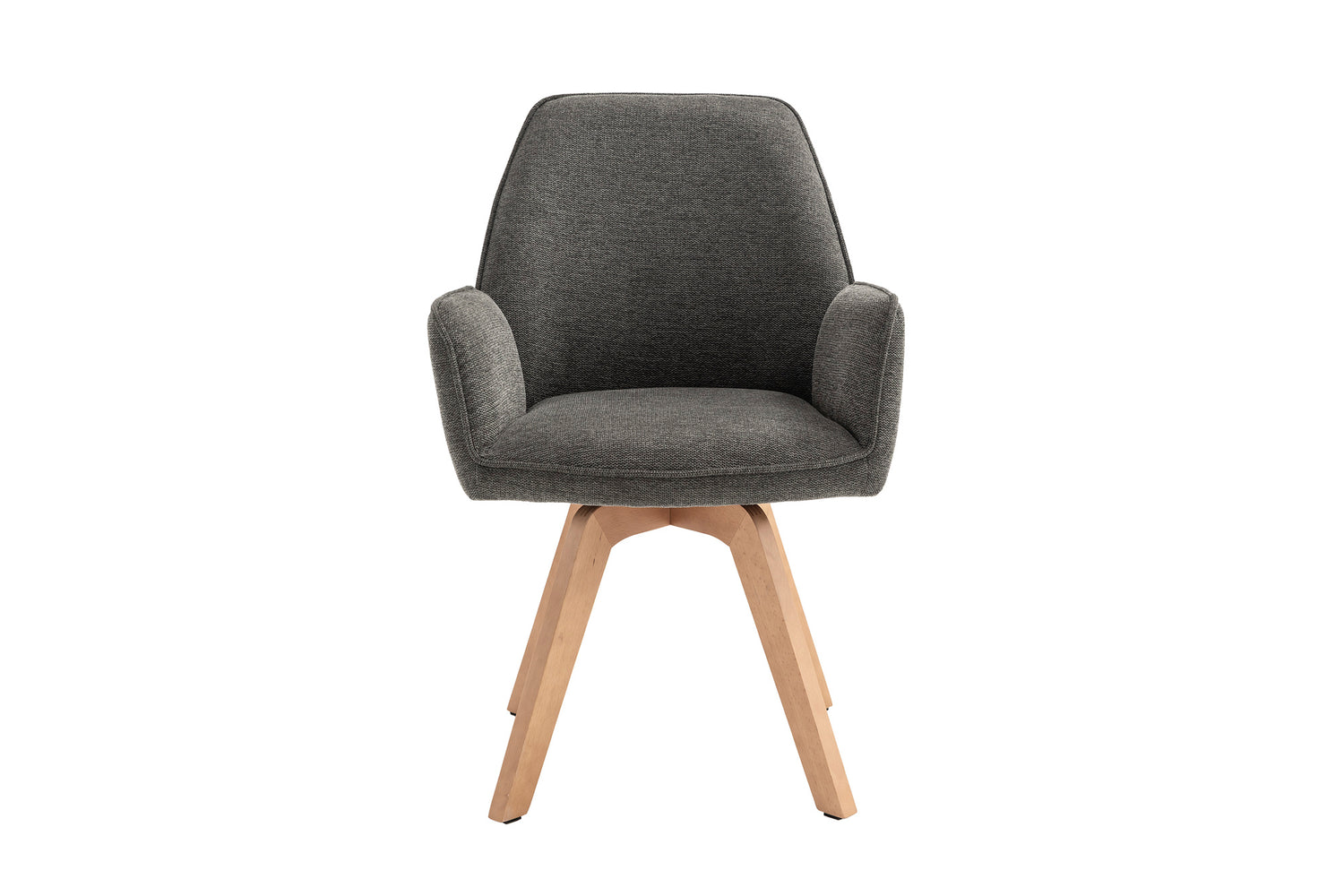 byLIVING Esszimmerstuhl 2er Set TONY / Webstoff hellgrau oder anthrazit / Gestell Buche natur in Eiche-Optik / Sitzschale 360° drehbar / Küchenstuhl / Wohnzimmerstuhl / B 57, H 89, T 61 cm