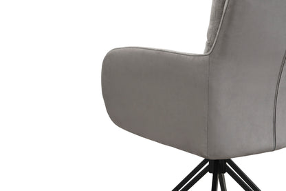 byLIVING Stuhl 2-er Set TINO / Bezug Webstoff-Mikrofaser in schwarz oder hellgrau, Gestell in schwarz / 360° drehbar / Esszimmerstuhl / Küchenstuhl / B 62 x H 94 x T 70 cm