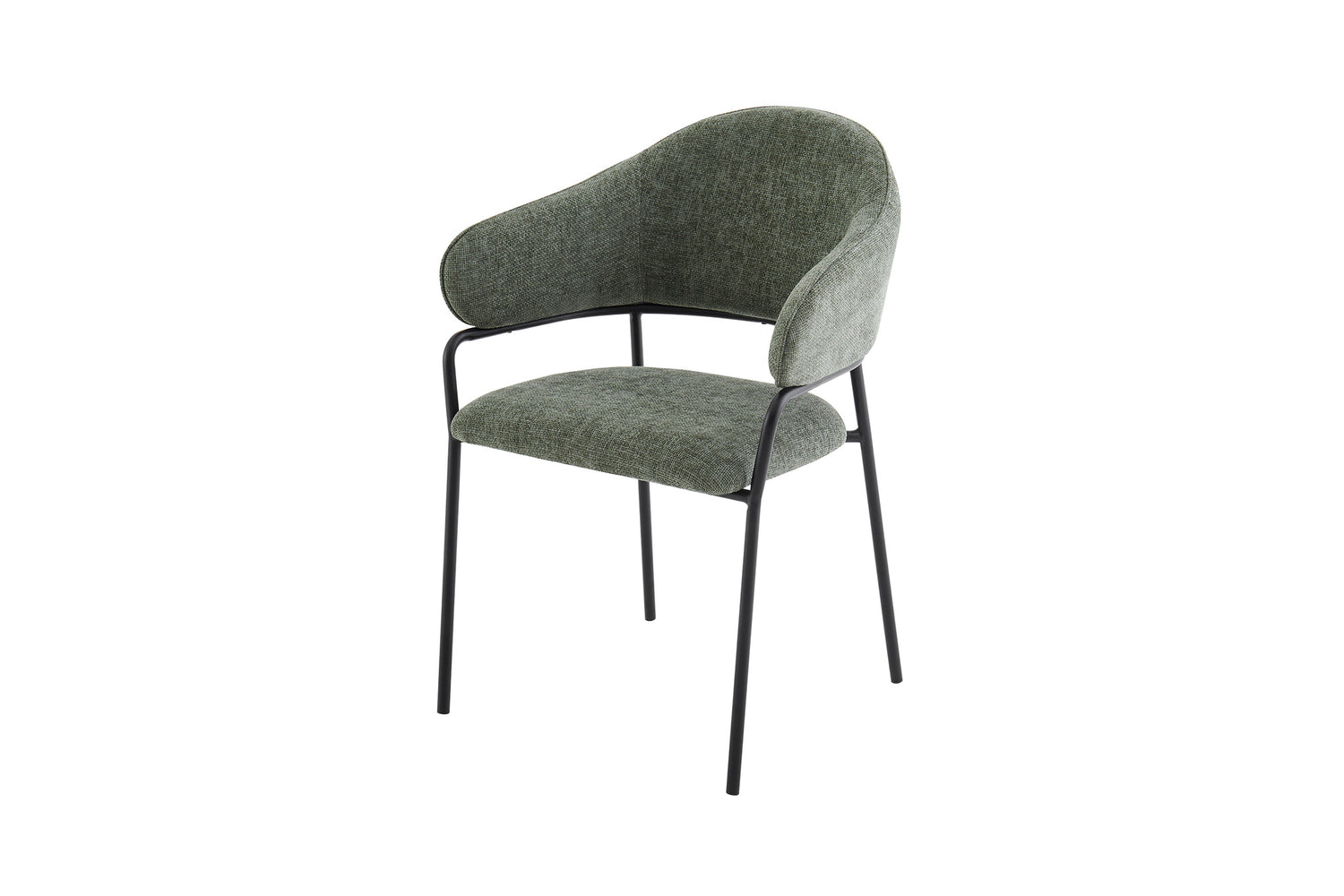 byLIVING Stuhl 2-er Set CURVE / Webstoffbezug in dunkelgrau, dunkelgrün oder taupe, Gestell in schwarz / Esszimmerstuhl / Küchenstuhl / Maße: B 60 x H 86 x T 58 cm