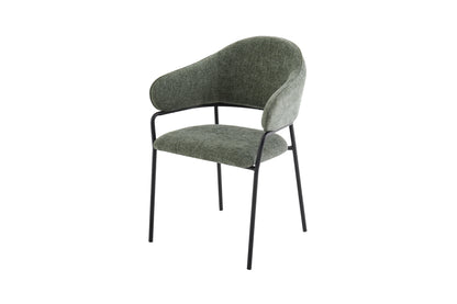 byLIVING Stuhl 2-er Set CURVE / Webstoffbezug in dunkelgrau, dunkelgrün oder taupe, Gestell in schwarz / Esszimmerstuhl / Küchenstuhl / Maße: B 60 x H 86 x T 58 cm