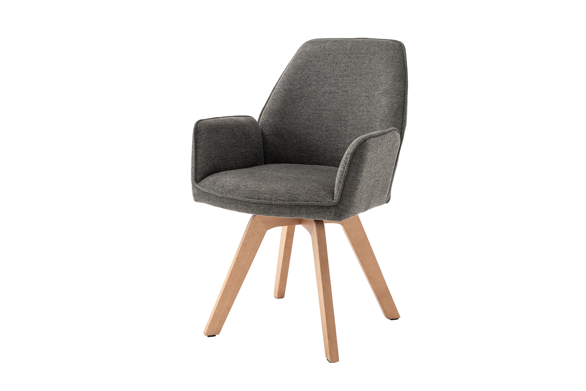 byLIVING Esszimmerstuhl 2er Set TONY / Webstoff hellgrau oder anthrazit / Gestell Buche natur in Eiche-Optik / Sitzschale 360° drehbar / Küchenstuhl / Wohnzimmerstuhl / B 57, H 89, T 61 cm