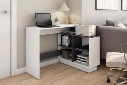byLIVING Schreibtisch BERNI / Gaming-Tisch in weiß oder Artisan Eiche (Eiche-Optik) mit graphit / Mit viel Stauraum und großer Tischplatte / Computer-Tisch / PC / Arbeits-Tisch / rechts-links montierbar / B 112, H 77,5, T 80 cm