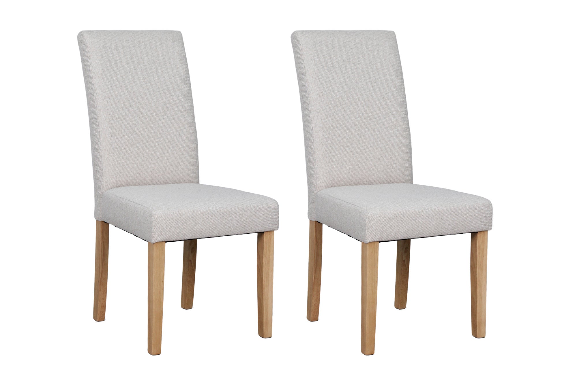 Esszimmerstuhl 2er Set ELIAS / Webstoff taupe oder dunkelgrau / Gestell Massivholz Rubberwood natur / B 47, H 99,5, T 60 cm