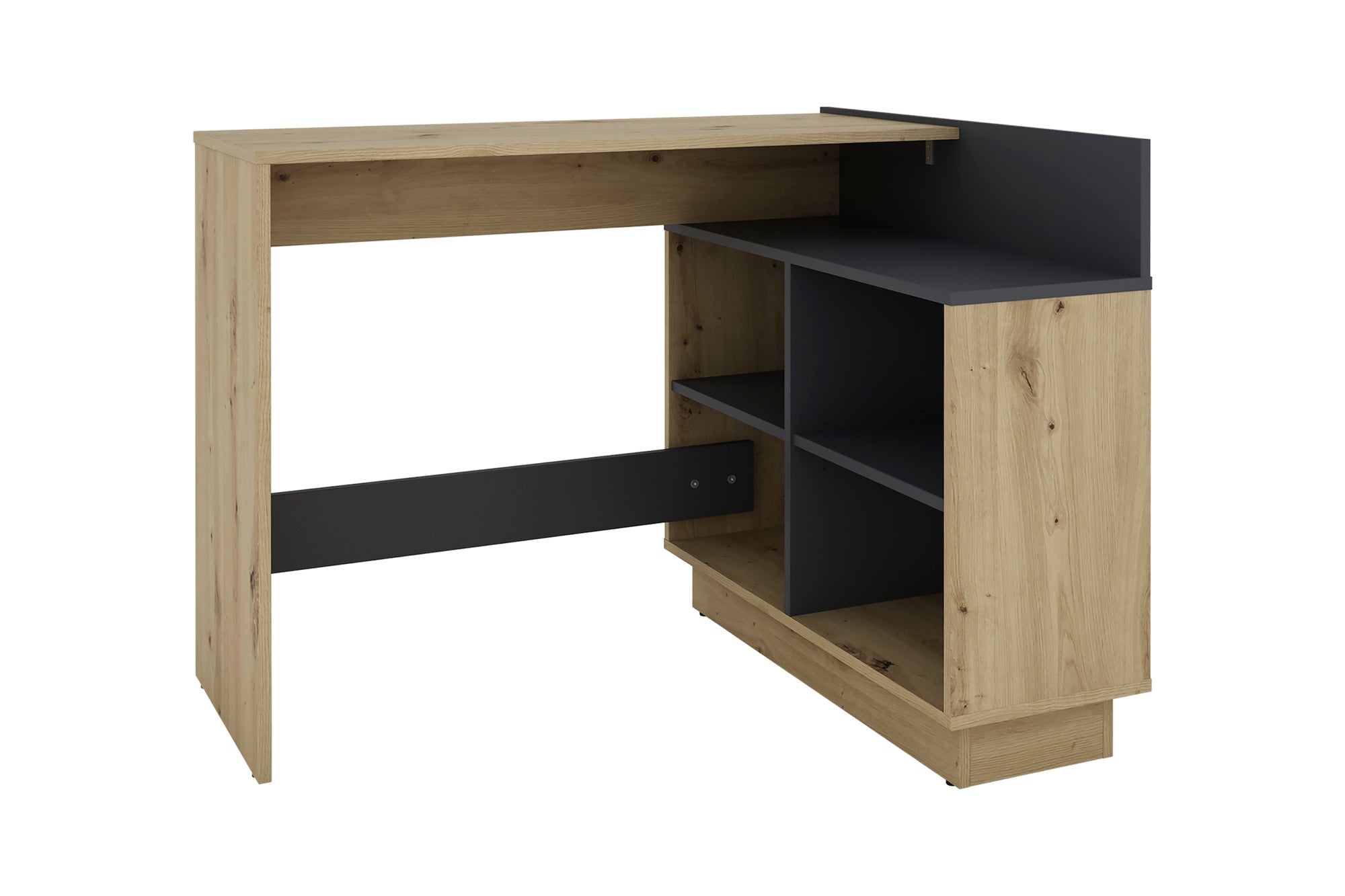 Schreibtisch BERNI / Gaming-Tisch in weiß oder Artisan Eiche (Eiche-Optik) mit graphit / Mit viel Stauraum und großer Tischplatte / Computer-Tisch / PC / Arbeits-Tisch / rechts-links montierbar / B 102, H 77,5, T 80 cm