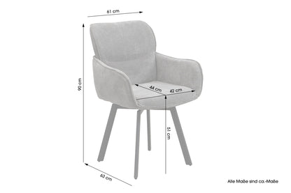 byLIVING Stuhl 2-er Set RICO / Webstoffbezug in dunkelgrau oder taupe, Gestell in schwarz / 360° drehbar / Esszimmerstuhl / Küchenstuhl / B 61 x H 90 x T 63 cm