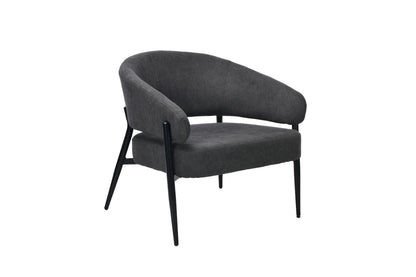 Sessel JOHN / Webstoff dunkelgrau / Gestell Metall schwarz / B 75, H 72,5, T 73 cm