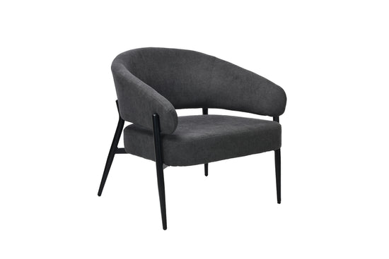 Sessel JOHN / Webstoff dunkelgrau / Gestell Metall schwarz / B 75, H 72,5, T 73 cm