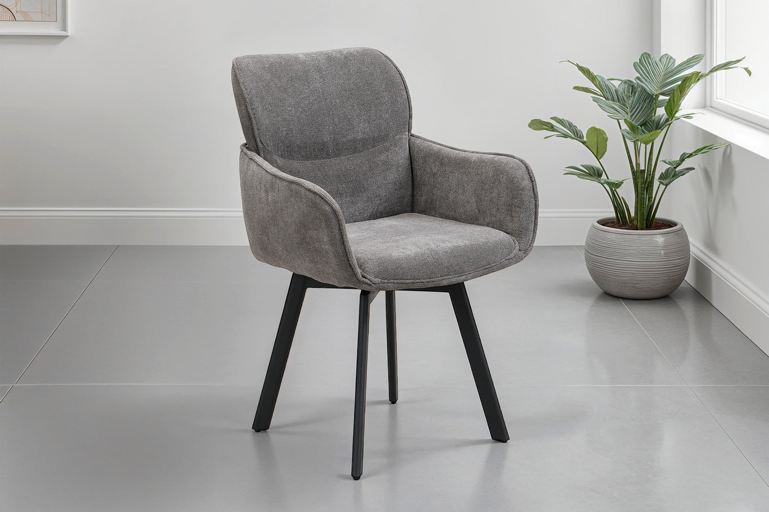 byLIVING Stuhl 2-er Set RICO / Webstoffbezug in dunkelgrau oder taupe, Gestell in schwarz / 360° drehbar / Esszimmerstuhl / Küchenstuhl / B 61 x H 90 x T 63 cm