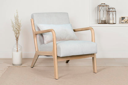 byLIVING Sessel NOHR / Grob-Cord off-white oder grau / Gestell und Armlehnen Massivholz natur / B 65,5, H 78, T 84 cm