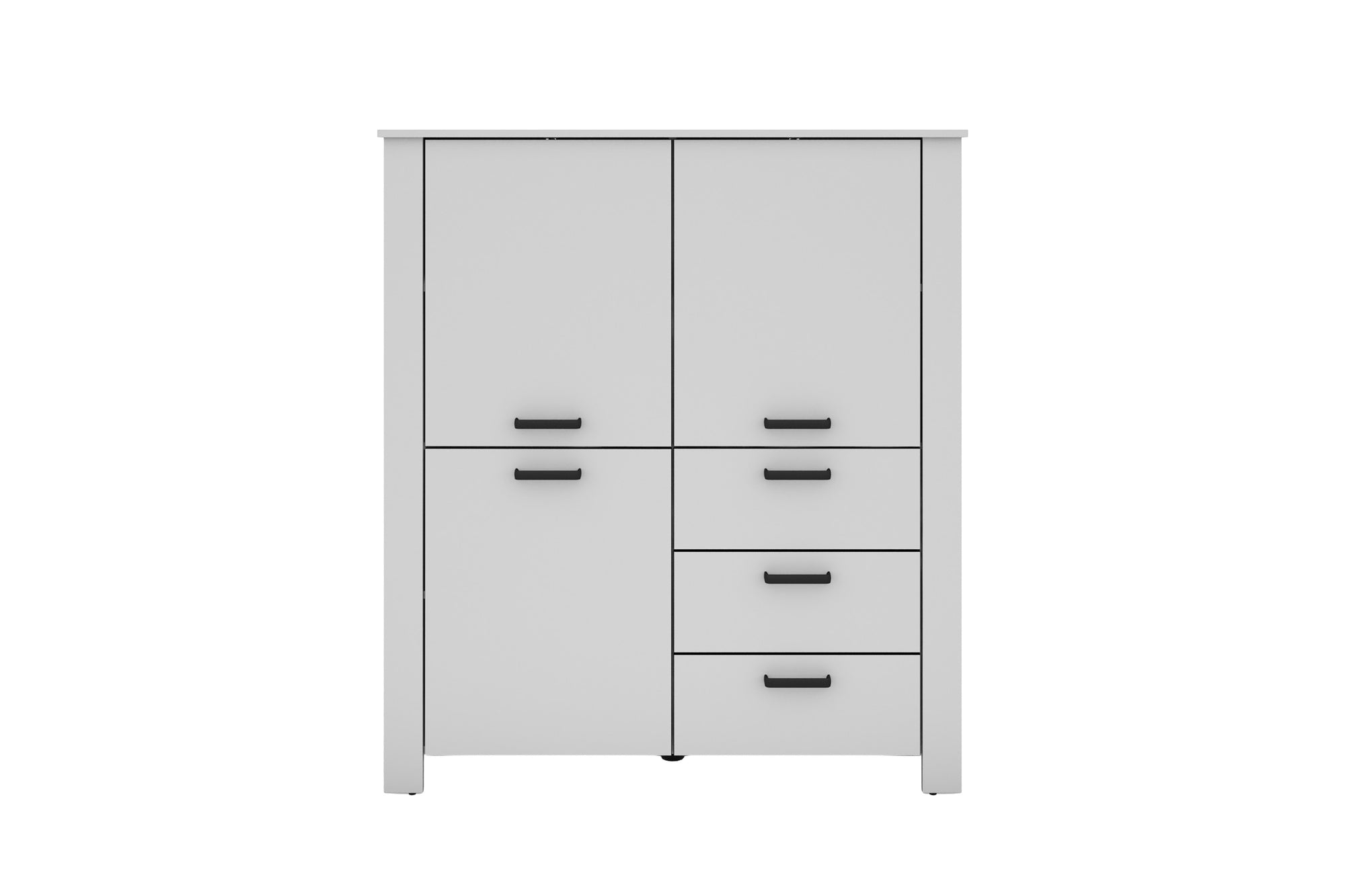 Higboard FARO / Artisan Eiche (Eiche-Optik) oder weiß, Absetzung in schwarz / Stollenoptik / 3 Türen und 3 Schubkästen / verstellbare Einlegeböden / viel Stauraum / Sideboard / Kommode / Maße: B 160, H 84, T 40 cm