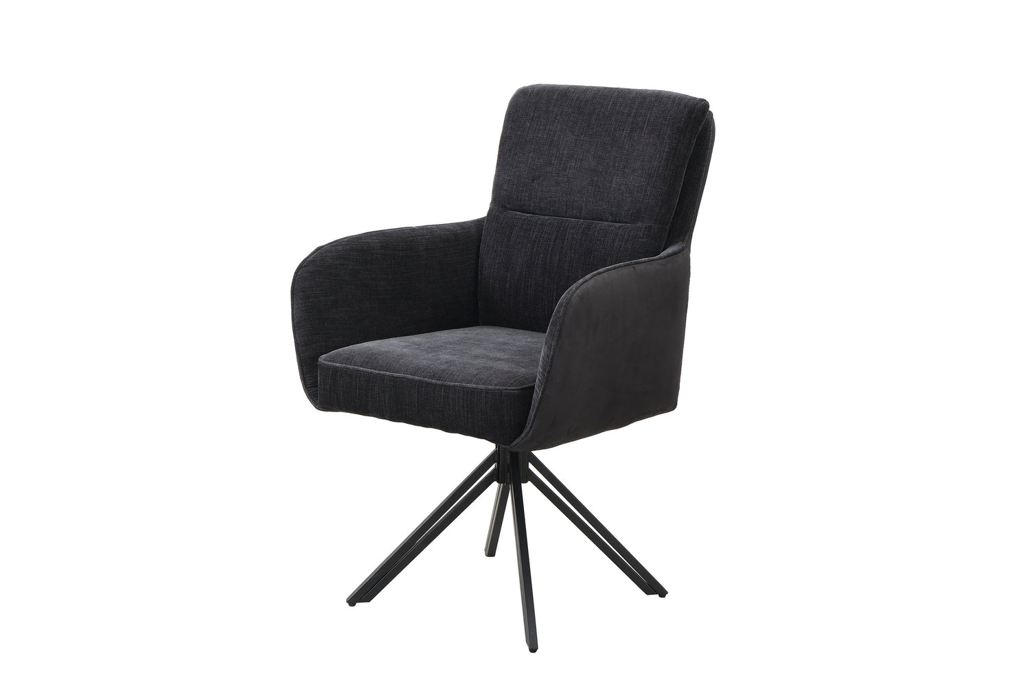 byLIVING Stuhl 2-er Set TINO / Bezug Webstoff-Mikrofaser in schwarz oder hellgrau, Gestell in schwarz / 360° drehbar / Esszimmerstuhl / Küchenstuhl / B 62 x H 94 x T 70 cm