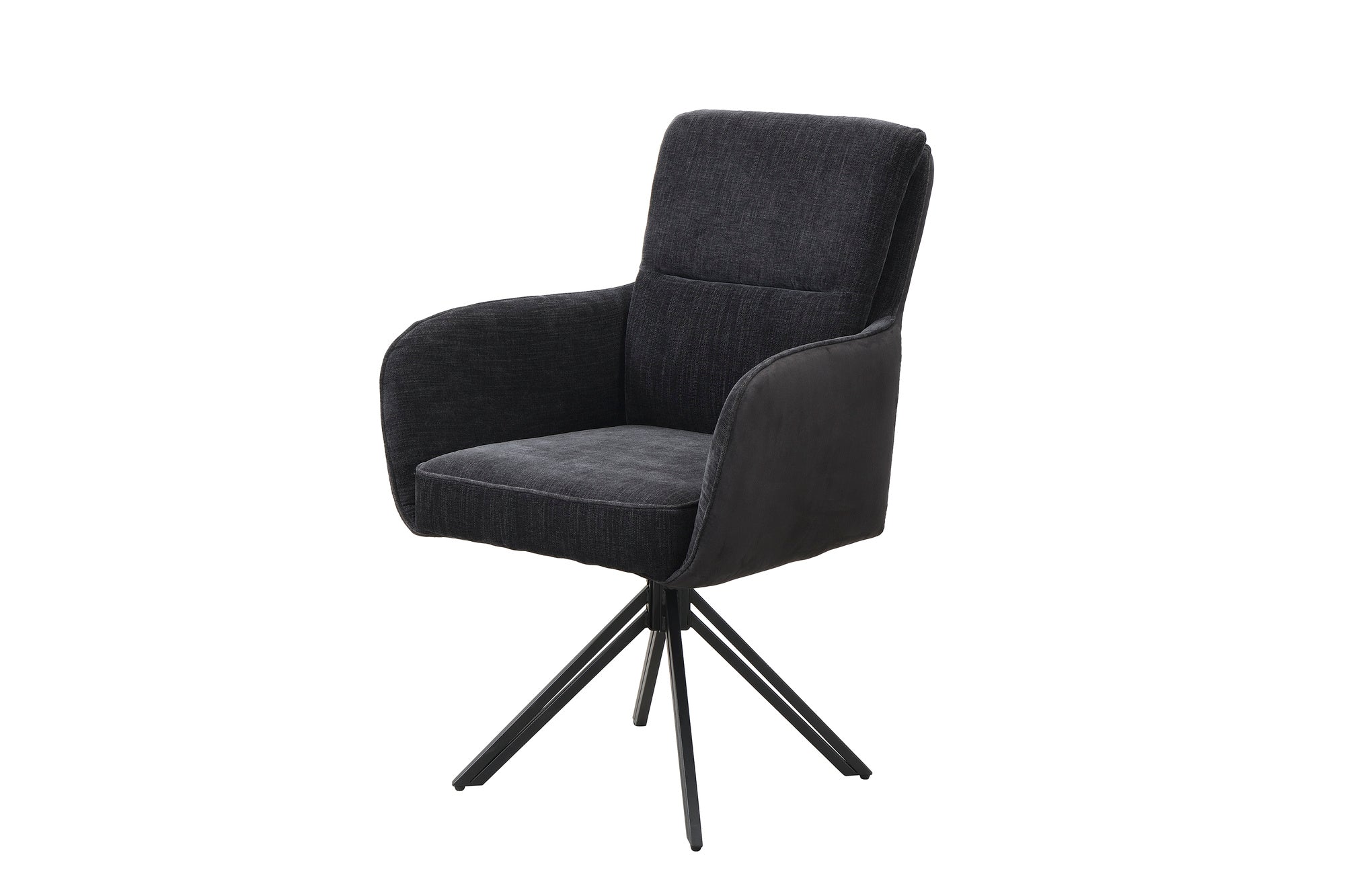 Stuhl 2-er Set TINO / Bezug Webstoff-Mikrofaser in schwarz oder hellgrau, Gestell in schwarz / 360° drehbar / Esszimmerstuhl / Küchenstuhl / B 62 x H 94 x T 70 cm