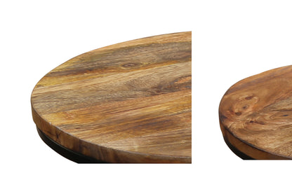Zweisatztisch JARON / Mangoholz natur, Metall schwarz / Untereinander verstaubar / D 40, H 60 + D 30, H 50 cm