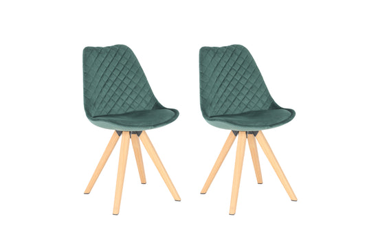Esszimmerstuhl 2er Set Arik / Samtbezug in grau oder dunkelgrün / Gestell Metall in Eiche-Optik foliert / Esszimmerstuhl / Wohnzimmerstuhl / bis 110 kg / B 48,5, H 85, T 55 cm