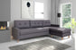 Ecksofa ATLANTA / Webstoff dunkelgrau / Beine natur aus Massivholz / Longchair wahlweise rechts oder links montierbar / 218 x 144, H 78,5 cm