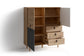 Highboard BILL / Wohnzimmerschrank Artisan Eiche Optik hellbraun / Schrank mit 3 Tür und 3 Schubkästen / Sideboard mit Fronten in weiß und grau / Schlaufen-Griffe / B 120, H 135, T 36,5 cm