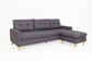 Ecksofa ATLANTA / Webstoff dunkelgrau / Beine natur aus Massivholz / Longchair wahlweise rechts oder links montierbar / 218 x 144, H 78,5 cm