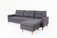 Ecksofa ATLANTA / Webstoff dunkelgrau / Beine natur aus Massivholz / Longchair wahlweise rechts oder links montierbar / 218 x 144, H 78,5 cm