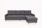 Ecksofa ATLANTA / Webstoff dunkelgrau / Beine natur aus Massivholz / Longchair wahlweise rechts oder links montierbar / 218 x 144, H 78,5 cm