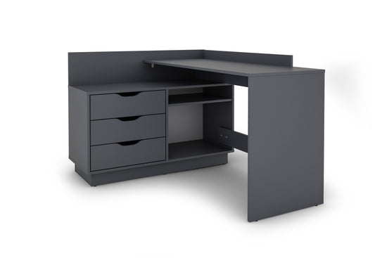 Winkelschreibtisch BELFAST / Rechts oder Links montierbar / 3 Schubkästen / Anthrazit, Weiß-Anthrazit, Artisan Eiche (Eiche-Optik) oder Old Wood (Altholz-Optik) /Bürotisch / Eckschreibtisch / Schreibtisch / B 129, H 83,5, T 105 cm