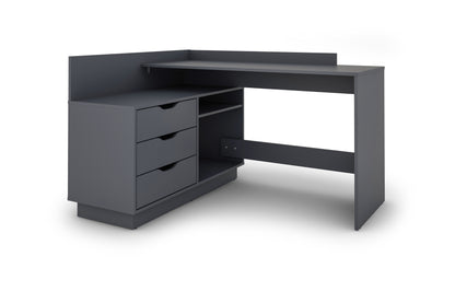Winkelschreibtisch BELFAST / Rechts oder Links montierbar / 3 Schubkästen / Anthrazit, Weiß-Anthrazit, Artisan Eiche (Eiche-Optik) oder Old Wood (Altholz-Optik) /Bürotisch / Eckschreibtisch / Schreibtisch / B 129, H 83,5, T 105 cm