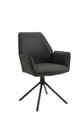 Esszimmerstuhl 2er Set Blair / Microfaser in schwarz, Samt in anthrazit oder Webstoff in hellgrau / Gestell Metall schwarz / Sitzschale 360° drehbar / Esszimmerstuhl / Wohnzimmerstuhl / B 57, H 89, T 61 cm