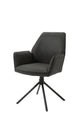 Esszimmerstuhl 2er Set Blair / Microfaser in schwarz, Samt in anthrazit oder Webstoff in hellgrau / Gestell Metall schwarz / Sitzschale 360° drehbar / Esszimmerstuhl / Wohnzimmerstuhl / B 57, H 89, T 61 cm