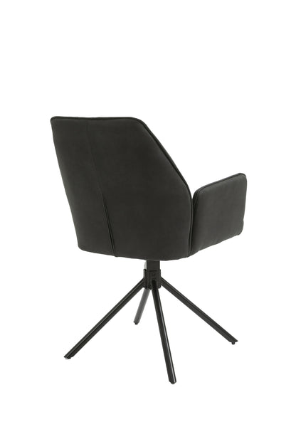 Esszimmerstuhl 2er Set Blair / Microfaser in schwarz, Samt in anthrazit oder Webstoff in hellgrau / Gestell Metall schwarz / Sitzschale 360° drehbar / Esszimmerstuhl / Wohnzimmerstuhl / B 57, H 89, T 61 cm